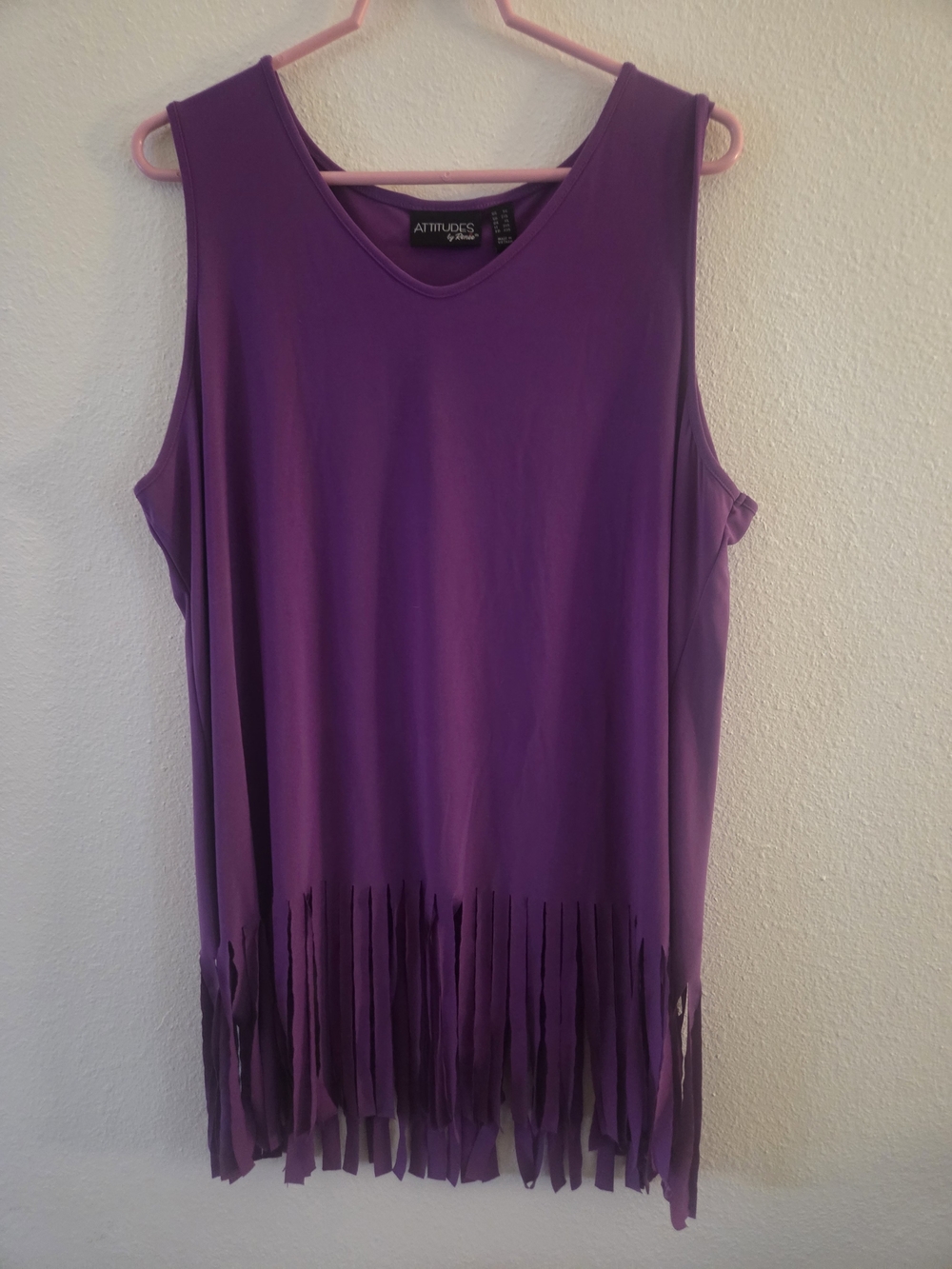 Attitudes by Renee Vibrant Purple Fringe Tank